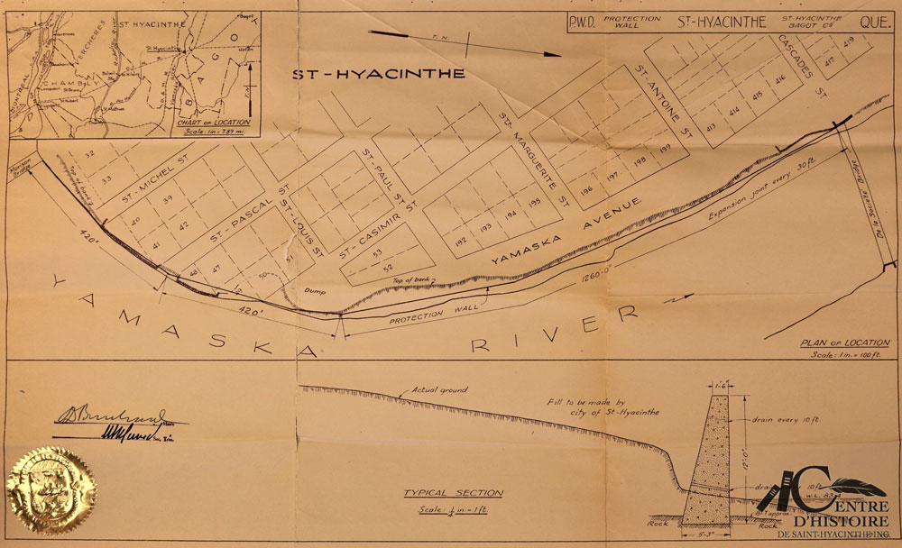Plan de construction d'un mur de protection en 1939
