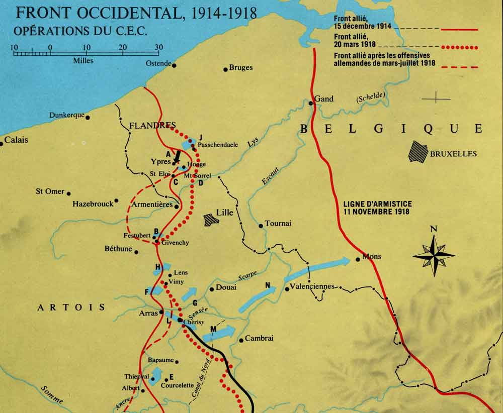 Les lignes de front 1914-1918