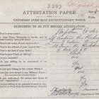 Attestation paper –</br>Canadian Over-Seas Expeditionary Force